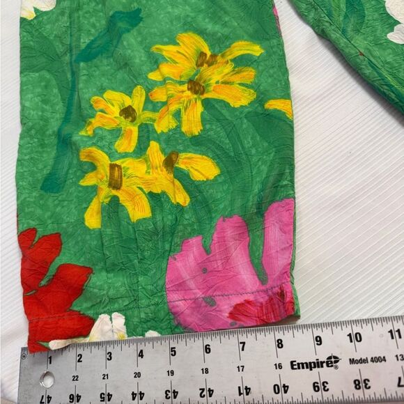 Jams World Vintage Jaisy Green Floral Capri Cropped Art To Wear Pants Size Large - Picture 6 of 9